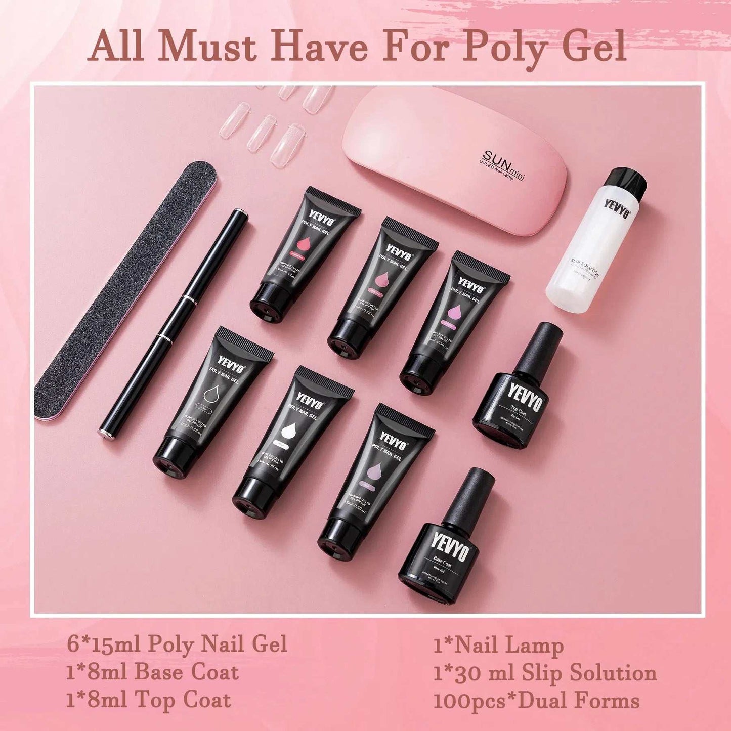 Elynoura™ Beginner’s Poly Gel Nail Kit with UV Lamp