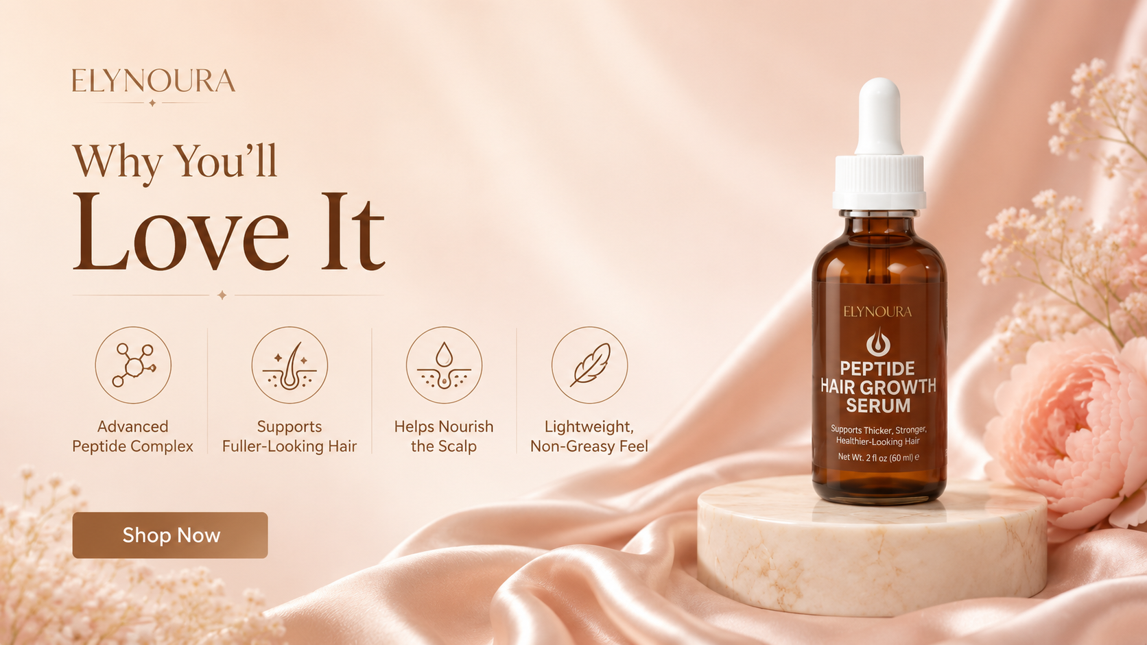 Elynoura Peptide Hair Growth Serum Benefits